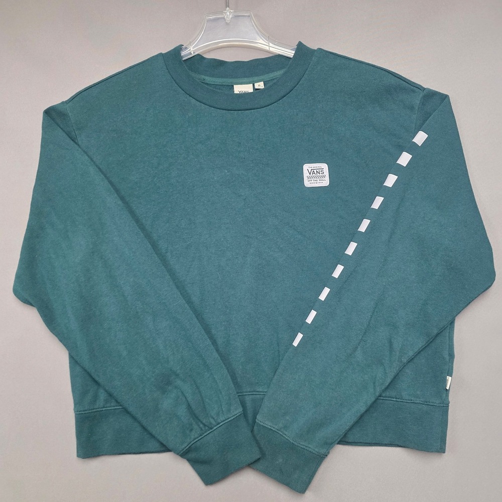 Vans Sweatshirt Women's Checkerboard Sleeve Pullover Green XL
